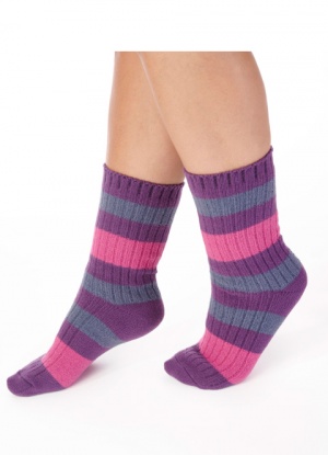Slenderella Stripe Ribbed Bed Socks